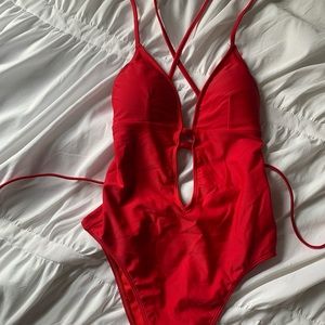 Deep V Cutout One-piece